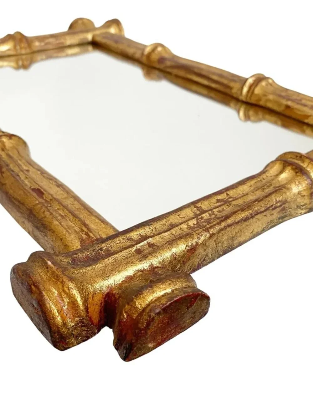 Florentia Giltwood Mirror: Italian Faux Bamboo Design | Rectangular Wall Mirror
